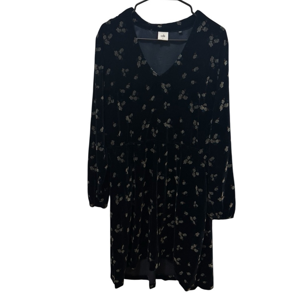 CAbi Decked Out Navy Blue Floral Velvet Dress Size Large